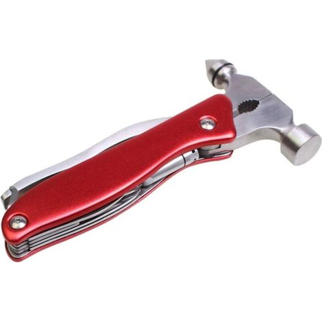 Marteau De Sécurité De Voiture en Acier Inoxydable Multi-Outils, Kit D'outils Multifonctionnels Portables pour Outil D'évacuation d'urgence De Voiture, Camping, Ménage,Rouge (1/4)