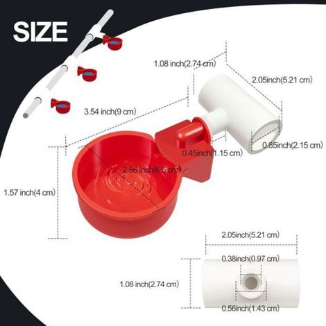 Abreuvoir Automatique - Pour Volaille - Raccord T PVC 12,7 mm - Compatible Poulets Poussins Canards Oies Dindes - Lot de 8 (1/5)