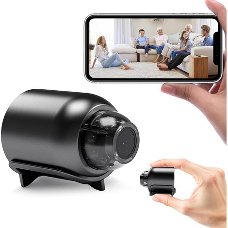 Caméra Mini 1080P HD, Connexion WiFi, Utilisation intérieur et extérieur, caméra de sécurité avec Vision Nocturne et détection de Mouvement pour Surveillance Domestique