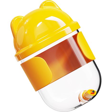 Bottiglia d'acqua a spillo con meccanismo di attivazione a gravità, adatta per pappagalli e piccoli uccelli come abbeveratoio/abbeveratoio per gabbia - gialla