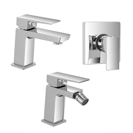 Set miscelatori lavabo bidet e doccia a incasso cromo lucido Kubo (1/5)