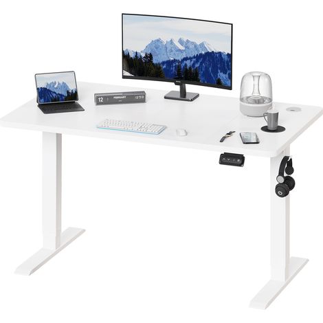 Devoko – Table élévatrice de bureau réglable en hauteur 120 cm – Capacité 70 kg – Fonction mémoire 2 niveaux – Bois épissé – Silencieuse ≤53db