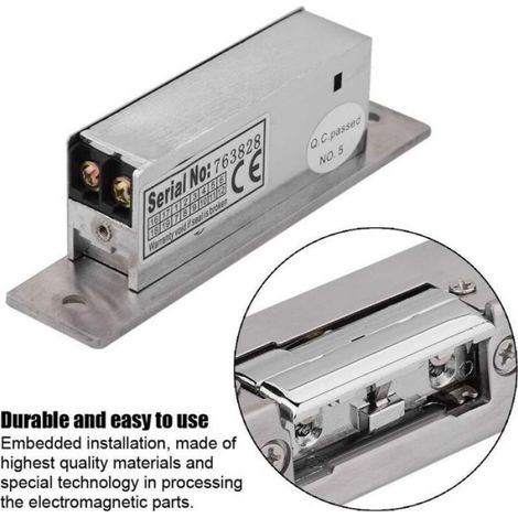 Verrou Electrique DC12V - Pour Portes Métalliques et Bois - Fonctionnement Sans Magnétisme Résiduel - 1 Pièce (1/4)