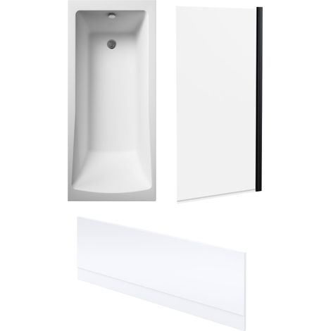 Square Single Ended 1700x700 with Leg Set & Black Screen & Front Bath Panel