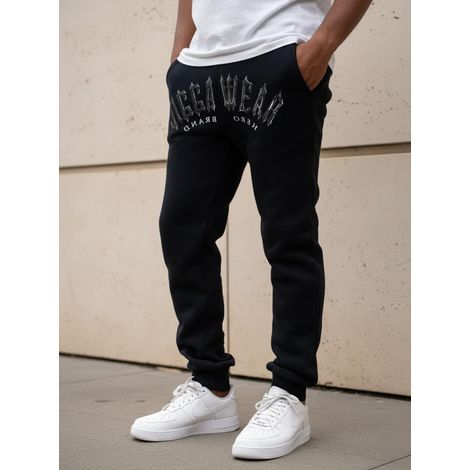 Pantaloni della tuta da uomo neri Jigga Wear Trap Logo, taglia XXL (1/5)