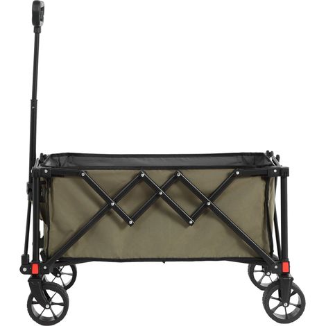 Folding Wagon Carts,Folding Wagon Cart with All Terrain Wheels,Heavy Duty Garden Carts with Adjustable Handle,Outdoor Utility Wagon for Camping Shopping Sports Fishing (army green)