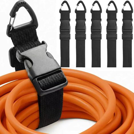 Lot 5 sangles rangement réglables robustes clips triangulaires - 3,8 x 55 cm - Organisateur cordons garage, atelier, camping-car (1/5)
