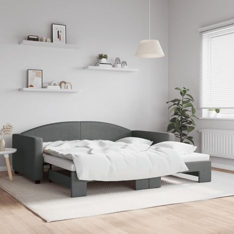 vidaXL Lit de jour avec lit gigogne gris foncé 100x190 cm tissu (1/5)