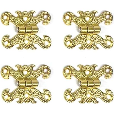 Set of 4 zinc alloy hinges, 40 x 30 mm, vintage style (gold S) (1/5)