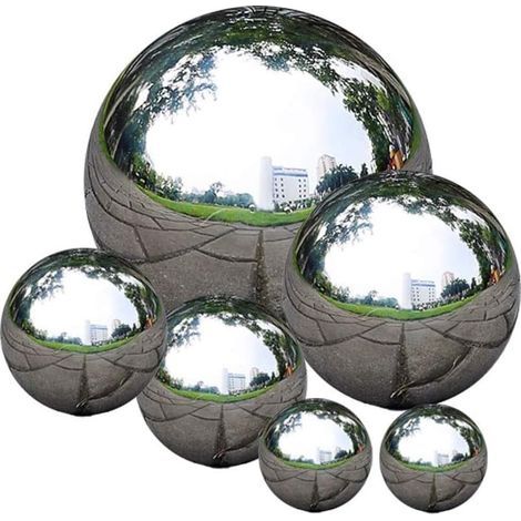 Edelstahl-Spiegelkugeln, 6 Stück, 50–150 mm, nahtlos, poliert, schwebend, hohl, für Zuhause, Gartendekoration (1/5)