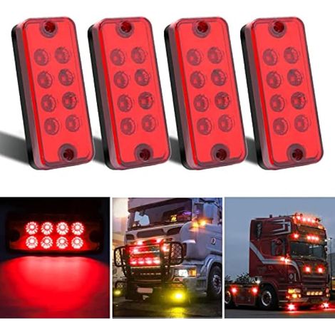 Biqing 4PCS Feux de Gabarit, Unviersal 12V/24V 8LED Feu de Gabarit Remorque 3.8 Inch pour remorque Van Caravan Camion de Voiture Bus Bateaux(Rouge) (1/5)