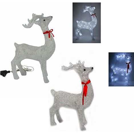 Renna cervo con corna luci led bianco freddo decorazioni addobbi esterno interno albero di natale allestimento vetrina casa - decoro: Renna 2 - 40 led (1/5)