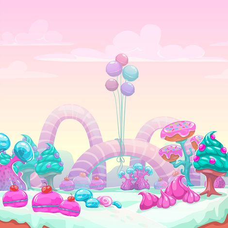 Papier peint panoramique Enfants - Le Pays de Bonbons - 130 cm x 130 cm (1/2)