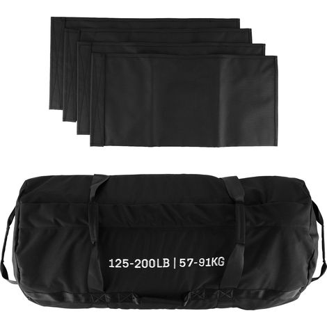 Sac de Sable Réglable 5-125 lb – Poignées Multiples, Toile Robuste – Idéal pour Yoga, entraînement intensif & Home Gym – Noir, Tailles S+M+L (1/5)