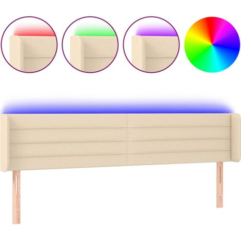 Tête de lit,Panneau décoratif à LED Crème 203x16x78/88 cm Tissu CFW6009970 (1/5)