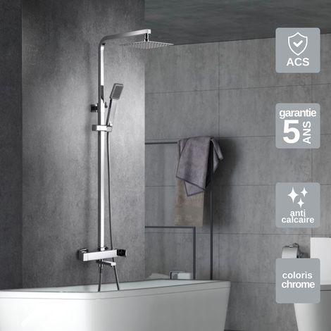 Colonne de Douche et Baignoire chromé anti-calcaire - Design Moderne et Économie d'eau - Kit Complet FIYI IMEX (1/5)