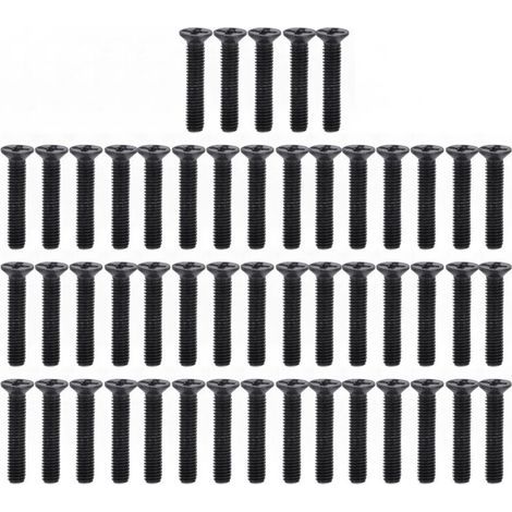 Vis cruciformes fraisées 50 pièces, Kit d'assortiment de vis à métaux galvanisées noires DIN 965, M3x16 (1/5)