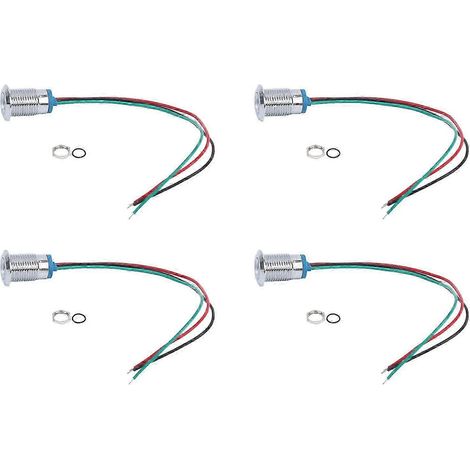 Lot 4 Voyants LED Ronds Pré-Câblés 2 Couleurs Étanches Cathode Commune 12mm 3-6V (Rouge et Vert) (1/5)
