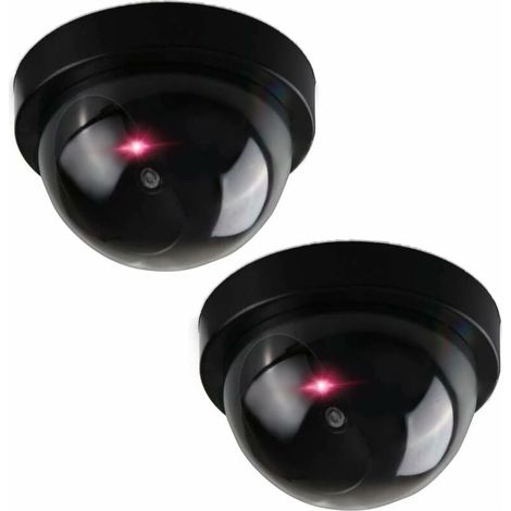 Caméra de sécurité factice - Ensemble réaliste de 2 mini caméras de sécurité factices - Caméra extérieure factice durable et fiable - Caméras factices à piles avec lumière rouge - Installation facile (1/4)