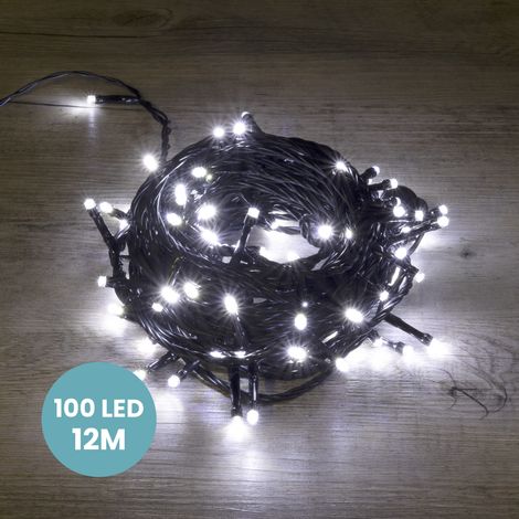 Guirlande Lumineuse 12M Intérieur et Extérieur 100 LEDs Blanc Froid - Guirlande Lumineuse Sapin Cable Noir avec 8 Modes et Télécommande dont Minuteur pour Noel Decoration et Deco Mariage. (1/4)