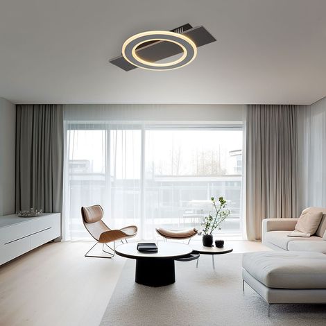 Deckenlampe Deckenleuchte Wohnzimmer Esszimmerleuchte anthrazit grau LED, Metall Acryl, 1x LED 18W 1000Lm 3000K, LxBxH 44x29x5,5 cm