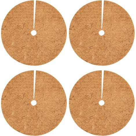 Lot de 4 coques de protection en noix de coco de 25 cm pour pots de fleurs, tapis de protection contre les mauvaises herbes, plantes d'hiver en plein air (1/5)