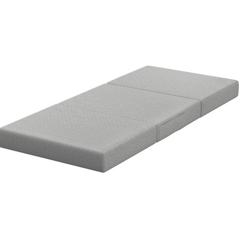 Matelas pliant 90 x 200 cm, épaisseur 15 cm, mousse à gel et soutien ferme, pliable en 3 parties, housse lavable, antidérapant, gris clair  CHICFURN (1/5)