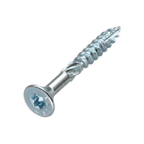 Vis charpente TEKOR Tête fraisée Cranté TORX T25 5X40 Filetée sur 22 Pointe antifendage type 17 Acier zingué