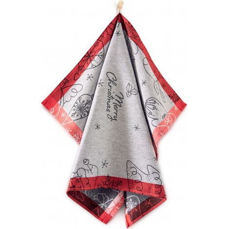 Toalla de cocina navideña 50x70 zwoltex Nieve Navidad gris rojo (1/2)