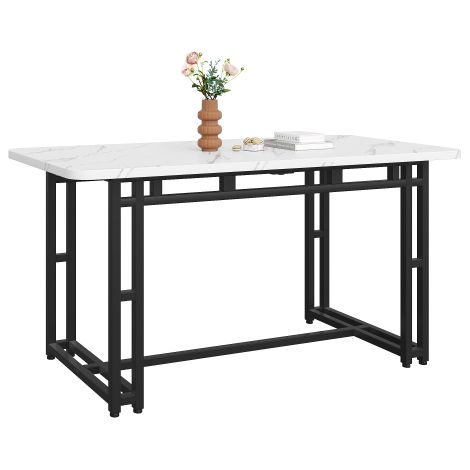 Table 120x70 moderne avec pieds métal noirs design léger luxe