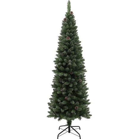 HOMCOM Albero di Natale Artificiale Innevato Alto 180cm con 618 Rami e Pigne (1/5)