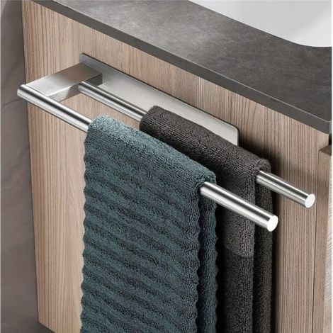 Porte-serviettes mural - - Acier inoxydable - Design en U - Finition brossée