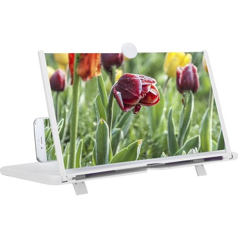Loupe d'écran universelle pliable pour téléphone 12 pouces, effet 3D, blanche (1/5)