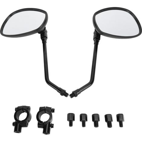 1 paire de rétroviseurs arrière moto réglables 360° latéraux de guidon avec vis filetées M8 M10 pour cycle, ATV, scooter (1/5)