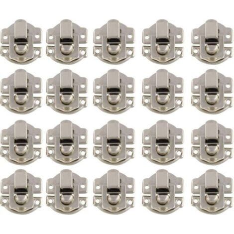 Loquet et targette,Promotion, Boîtes Petite Taille Rétro Fermoir Métal Verrouillage Moraillon Vintage Boîte Porte Coque Coffre Fer Ensemble Loquet Tiroir Antique avec 400 Vis (Argent)