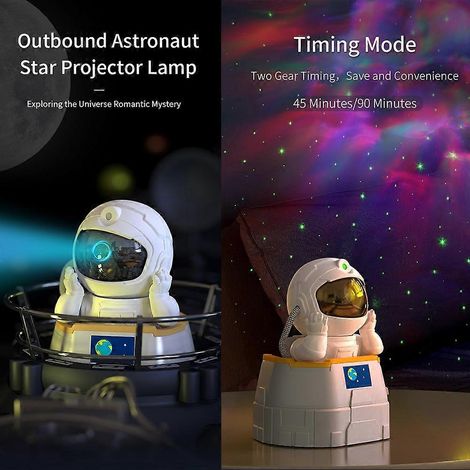 Astronauten-Projektorlampe, farbenfrohe Sternenprojektions-Nachtlampe mit Timer und Fernbedienung