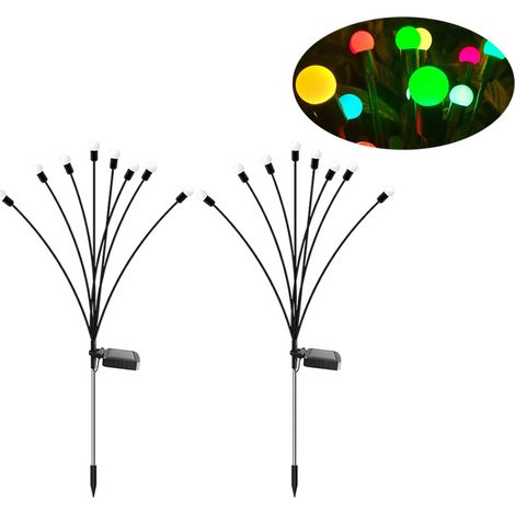 2-teiliges Set wasserdichter LED-Solarlaternen, Gartenleuchten mit Erdspießen für Einfahrt, Terrasse oder Rasen (1/5)