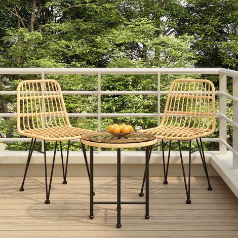 Ensemble Table et Chaise de Jardin 3 pcs - Ensemble Table à manger + 2 chaises Résine tressée BV547512 - BonneVie (1/5)