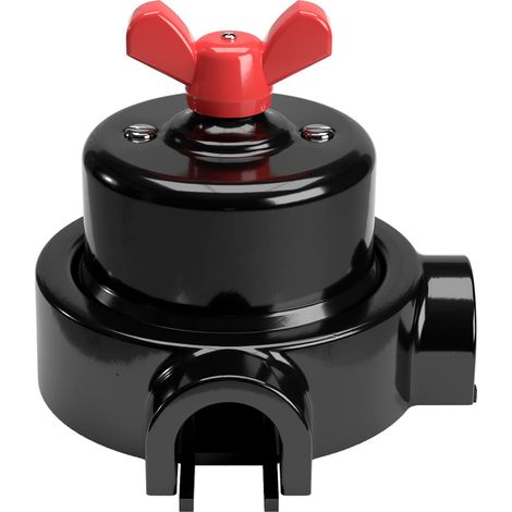 Kit interruttore/deviatore con dado a farfalla e base per Creative-Tubes in porcellana nera  Rosso - 2