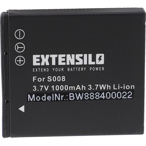 EXTENSILO Akku kompatibel mit Panasonic Lumix DMC-FX500, DMC-FX55 Kamera (1000 mAh, 3,7 V, Li-Ion) (1/4)