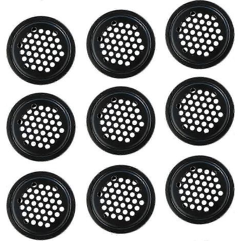 10 PCS Stainless Steel Air Vent 25mm, Circular Mesh, Black Circular Ventilation Grille, Grating Cover, Air Vent Grille Cover Ventilation of Cabinet, W (1/5)