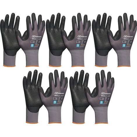 vasalat Handschuhe mit Noppen - Montagehandschuhe Gr 7 - Gebol Arbeitshandschuhe Multiflex robust und atmungsaktiv - 5 Paar