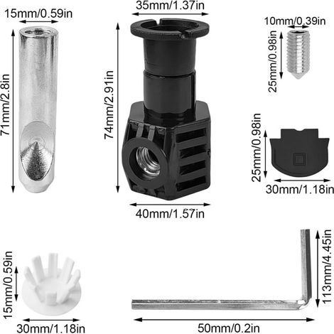Kit di fissaggio per WC, set di viti di fissaggio intelligenti per WC, fissaggio WC, accessori per l'installazione del WC, per WC sospesi (nero) (1/4)
