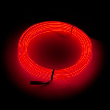 Cable rojo brillante, batería portátil de neón de 3 metros, se puede acortar según se desee, ideal para fiestas, Halloween y decoración DIY. (1/5)