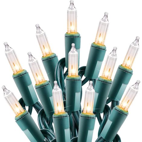 Transparente Lichterkette für Weihnachten, 100 Stück, 7,6 Meter lang, mit Glühlampen-Minilichtern, geeignet für Christbaumkränze im Innenbereich. (1/5)