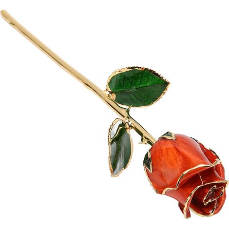Roses préservées plaquées or 24 carats, roses dorées en gros pour la Saint-Valentin, cadeaux d'anniversaire et de fête des mères, orange. (1/5)