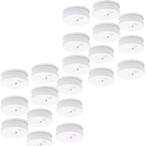 20x Detector de humo con batería 9V y volumen de alarma de 85dB sin cable certificado DIN EN 14604