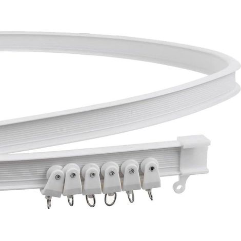 200cm Ceiling Mount Alloy Folding Rod Flexible Metal Plastic Window Curtain Rod White (1/5)