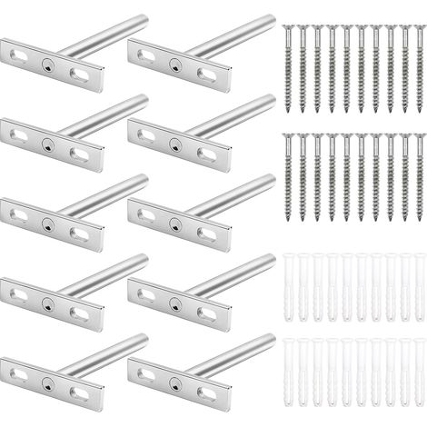 10 Pièces Fixation Étagères Murale Invisible - 100mm - Supports Étagères Flottante en Fer Solide (1/5)