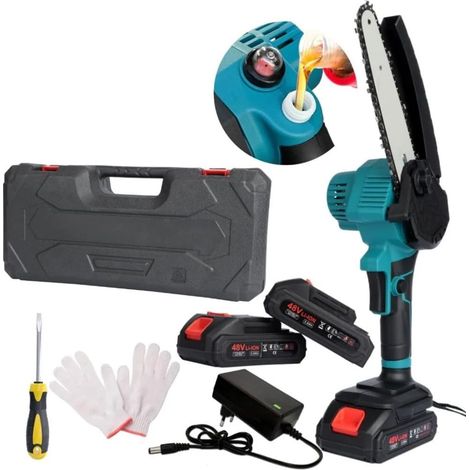 TrAdE Shop Traesio - Mini Motosega Elettrica A Batteria Ricaricabile 6" Per Potatura Giardino Giardinaggio - (1/5)